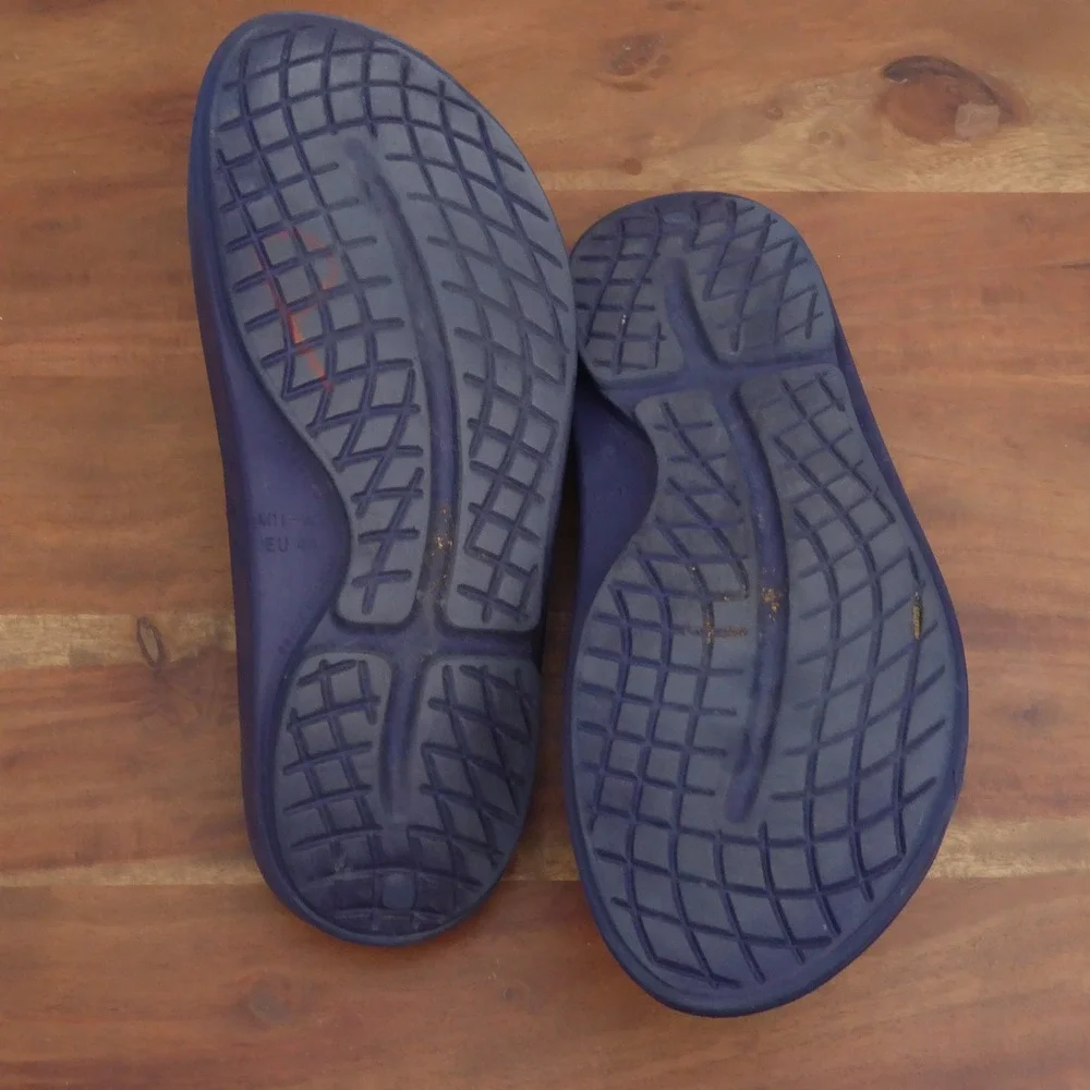 Oofos Men OOahh Blue Sport Recovery Slide Sandals 11